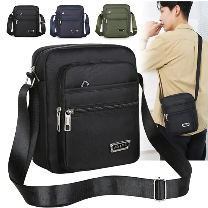 Men'S Nylon Shoulder Bag Business Leisure Large Capacity Portable Handbag Multi Layer Waterproof Summer Male'S Crossbody Bags