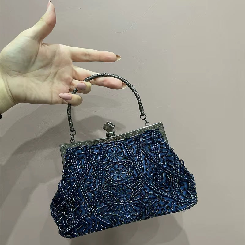 Sac à main vintage Femmes Sacs de soirée de luxe Sacs à main de fête bleu foncé et sacs à main Designer Pochette pour femmes Sacs à bandoulièreSac a Main